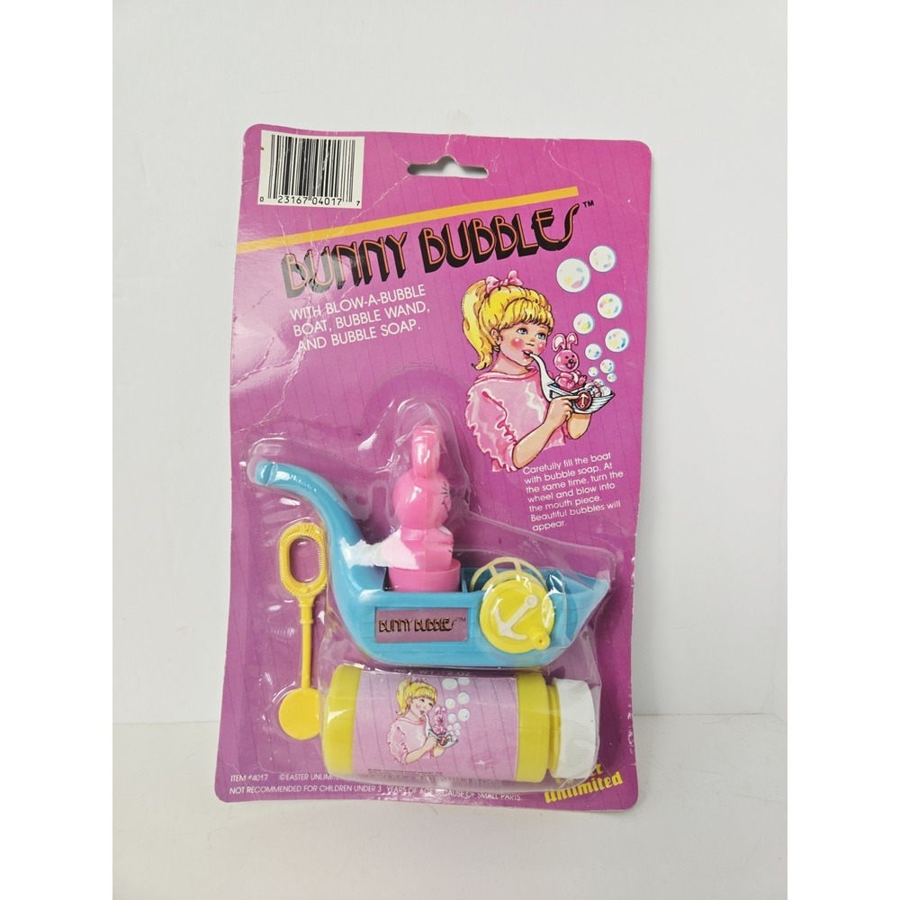 Vintage Easter Unlimited Bunny Bubbles rabbit boat plastic toy sealed